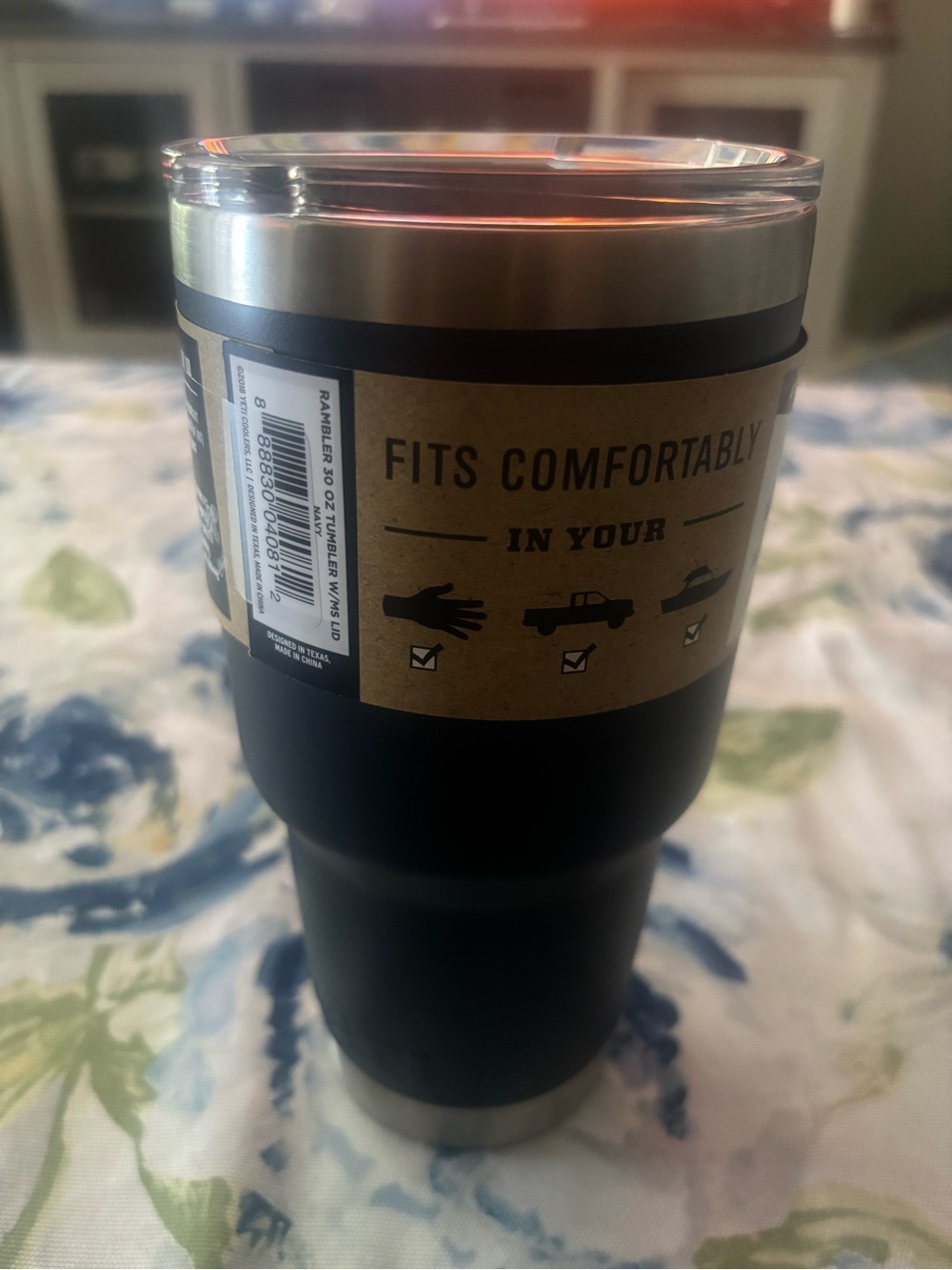 Yeti Rambler Tumbler in Blue with Stainless Accent - Picture 2 of 4